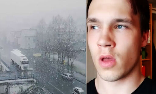 For ett år siden var det 21,7 grader i Tromsø. I dag er det snøstorm